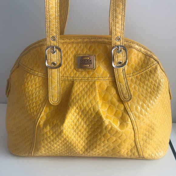 NWOT Maxx New York Yellow Faux Croc Hobo Spring Summer Bag - Picture 3 of 16